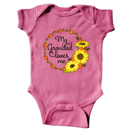 

Inktastic My Grandad Loves Me with Sunflower Wreath Gift Baby Boy or Baby Girl Bodysuit