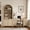 Reclaimed Light Oak, variant on SICOTAS 2 Piece Furniture Set - 84.25" Tall Arched Cabinet & 52.1" Wide Desk with Rattan Doors, Adjustable Shelves, Hidden Handles for Study Room Home Office, Reclaimed Light Oak