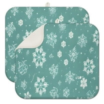 Turquoise Christmas Snowflake Pattern Dish Drying Mat for Kitchen 1 Pack, Ultra Absorbent Microfiber Dishes Drainer Mats,16x18in(41x46cm)