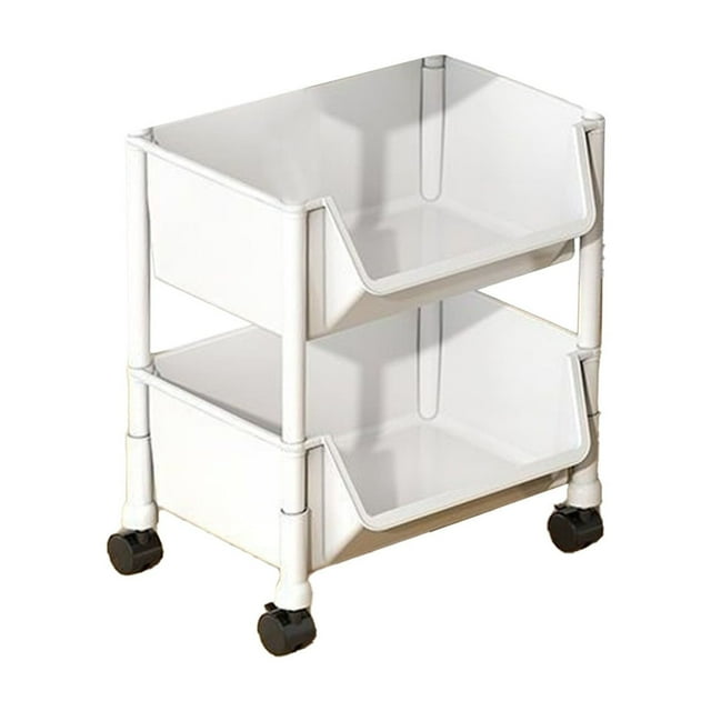 Ohufall Multi-Layer Movable Plastic Storage Rack - Large-Capacity Rolling Cart for Living Room/Bedroom/Bathroom/Kitchen
