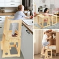 thumbnail image 3 of ZZBIQS Kitchen Stool Helper Stools for Kids, 2-in-1 Convertible Toddler Step Stool Helper Standing Tower for Kitchen Counter, Bathroom, Toilet , Natural, 3 of 7