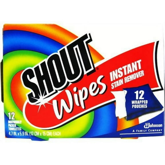 Shout Stain Remover Wipes, 12 Count