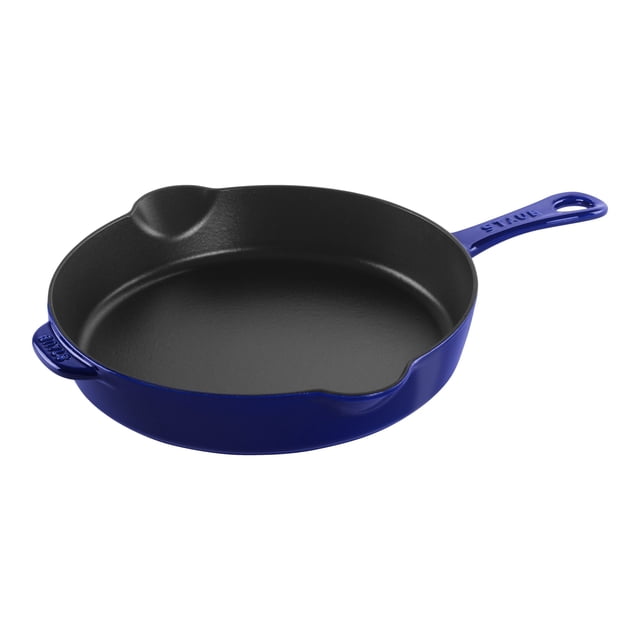 STAUB Pans 28 cm / 11 inch Cast Iron Traditional Deep Frypan, Dark-Blue
