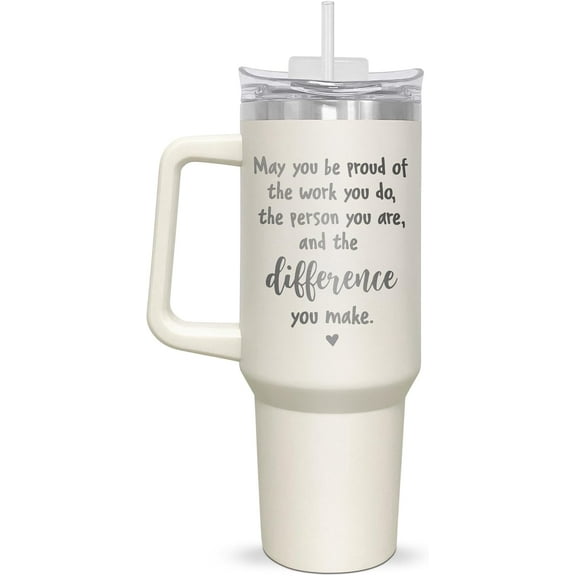 Inspirational Gifts For Women - Christmas,Mothers Day,Birthday Gifts For Women,Men,Appreciation,Thank You Gifts For Coworkers,Friend - 40oz Insulated Tumbler With Handle And Straw