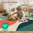 thumbnail image 2 of ODIKA 9'x12' Green Coral Muted Abstract World Design Washable Area Rug Modern Geometric Pattern with Organic Flow for Dining Room, Basement, Large Office, Non-Slip Chair-Friendly, 2 of 5