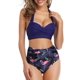 thumbnail image 1 of Traje de baño vintage de dos piezas para mujer Bikini retro de cintura alta con pliegues y cuello halter, 1 of 6