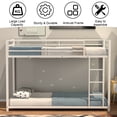 thumbnail image 5 of Gymax Twin Over Twin Bunk Bed Frame Platform with Guard Rails & Side Ladder White, 5 of 10