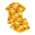 thumbnail image 4 of Summer Sales Womens Pajama Sets Satin Fall Pumpkin Print Short Sleeve Button Loungewear Halloween Pajama Sets for Women 2 Piece, 4 of 4