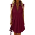 thumbnail image 2 of Guieoi Summer Dresses for Women Plus Size for Beach Vacation Sleeveless V-Neck Midi Dress Wine M, 2 of 8