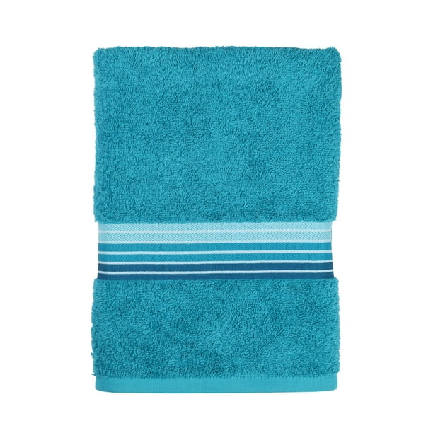 Mainstays Basic Ombre Stripe Bath Towel, Turquoise