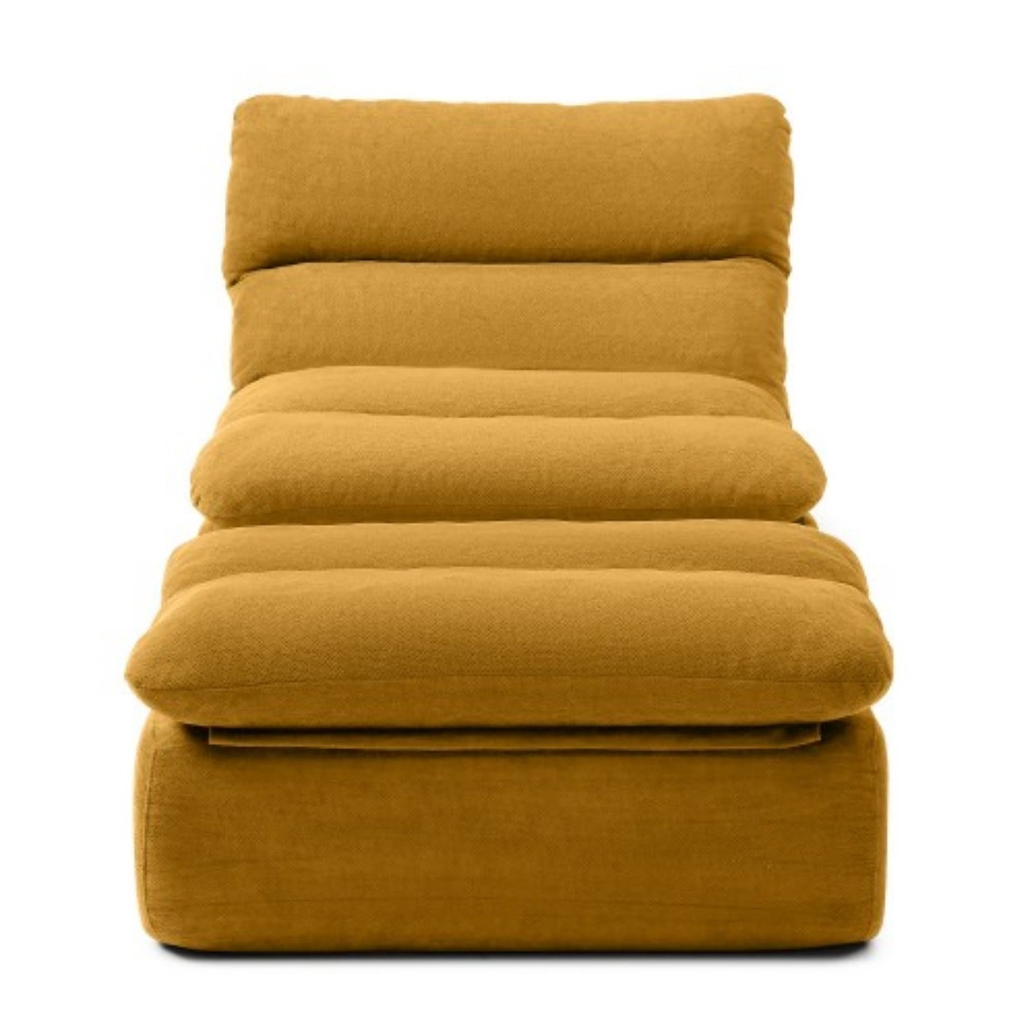 32" Bean Bag Chair with Ottoman, Tufted Upholstered Chaise Lounge Chair for Adults, High Density Foam Lazy Sofa with Footrest for Living Room, Bedroom, Gaming Room & Dorm, Yellow