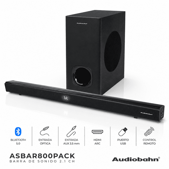 Barra de Sonido Audiobahn ASBAR800PACK con Subwoofer 2.1