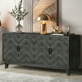 thumbnail image 4 of Buffet Sideboard Cabinet, Wooden Accent Storage with 4 Doors, Thickened Sideboard Storage Cabinet for Entryway Living Room, Antique Dark Grey, 4 of 8