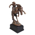 thumbnail image 2 of Rustic Western Rodeo Cowboy With Rearing Horse Bronze Electroplated Figurine, 2 of 6