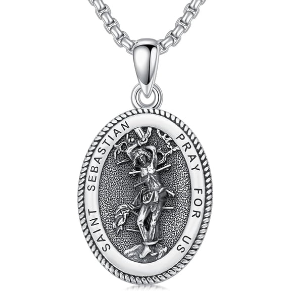 Saint Necklace for Men Women 925 Sterling Silver St Medal Necklace Religious Jewelry for Birthday Christmas