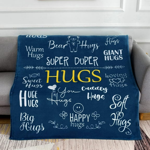 Hug Blanket Gifts for Loved One - Cosy Sherpa Fleece Blanket, Machine Washable Plush Blankets Gifts, Heartwarming Sentimental, Get Well Soon Gifts for Women (Flannel Fleece, Coral Blue)