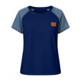 thumbnail image 6 of Going Out Tops for Women Casual Crew Neck Short Sleeve Shirts Block Color Dressy Blouses Summer Clothes, 6 of 6