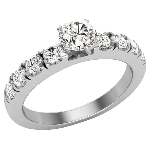 Engagement Rings For Women - Round Brilliant 14K White Gold 1.10 CT (J,SI) GIA Certificate