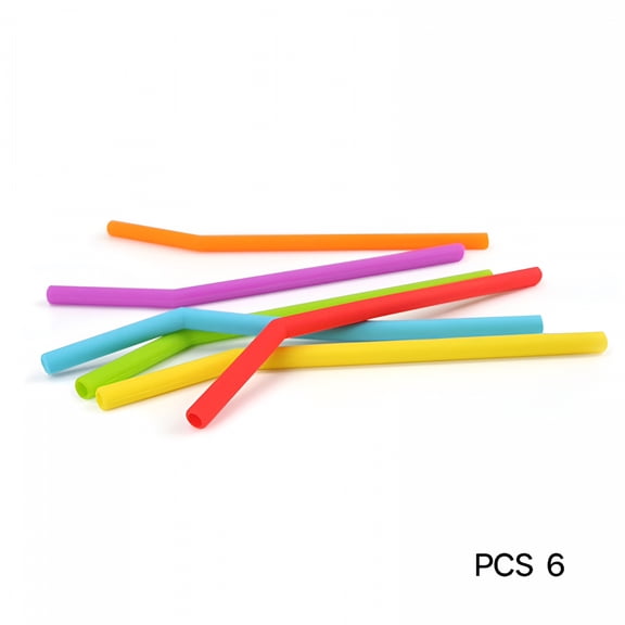 ACDANC Colorful Reusable Silicone Straws Set of 6 Eco-Friendly Durable and Flexible Drinking Straws for Smoothies Juices Silicone Straws Reusable