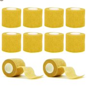 Tattoo Grip Cover Wrap,10PCS Disposable Cohesive Tattoo Grip Cover Elastic Bandage Handle Grip Tube for Tattoo Machine Tattoo Grip Accessories(Yellow)