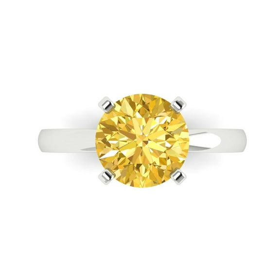 Solitaire Engagement Ring for Women - 3ct Natural Citrine in 18K White Gold Promise Ring