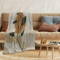 thumbnail image 2 of Boho Orange Mid Century Throws Blankets Beige Modern Abstract Throw Blankets Minimalist Sun Leaves Geometric Aesthetic Soft Warm Bed Bedding Women Blanket for Couch Bedroom Sofa Bed 30"x40", 2 of 6