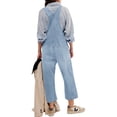 thumbnail image 6 of Women's Casual Loose Denim Work Pants Bib Adjustable Shoulder Strap Wide Leg Capri Denim Jumpsuit, 6 of 6