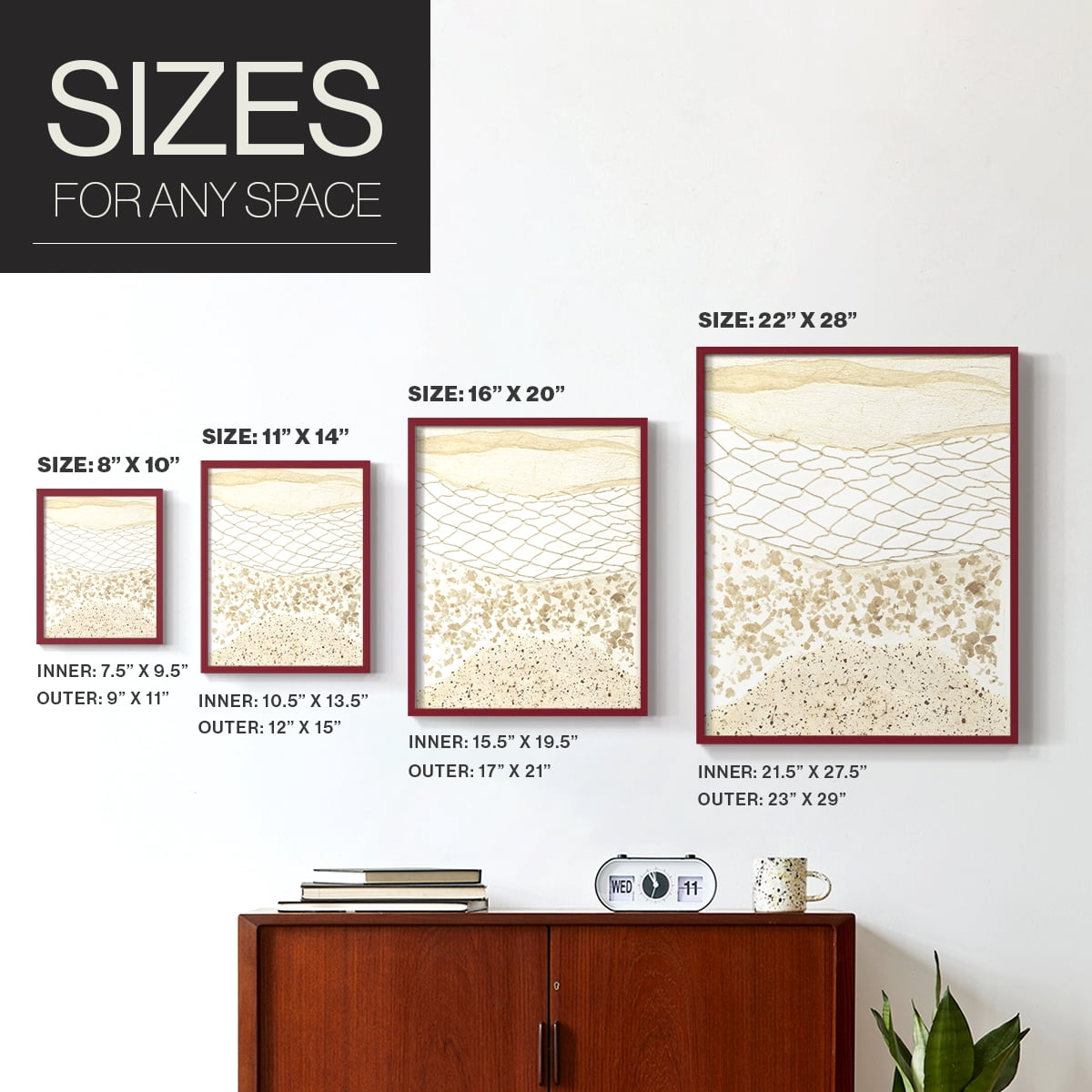 Coast Away II Framed Print in Red Solid Wood Framed Print No Nail Hanging