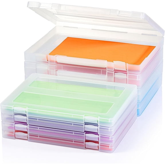 8 Pack A4 Paper Organizer Box, Plastic Board Game Storage for Art Supplies 8.5" x 11" US Letter, Portable Scrapbook Paper Organizer Containers for Craft and Arts Storage