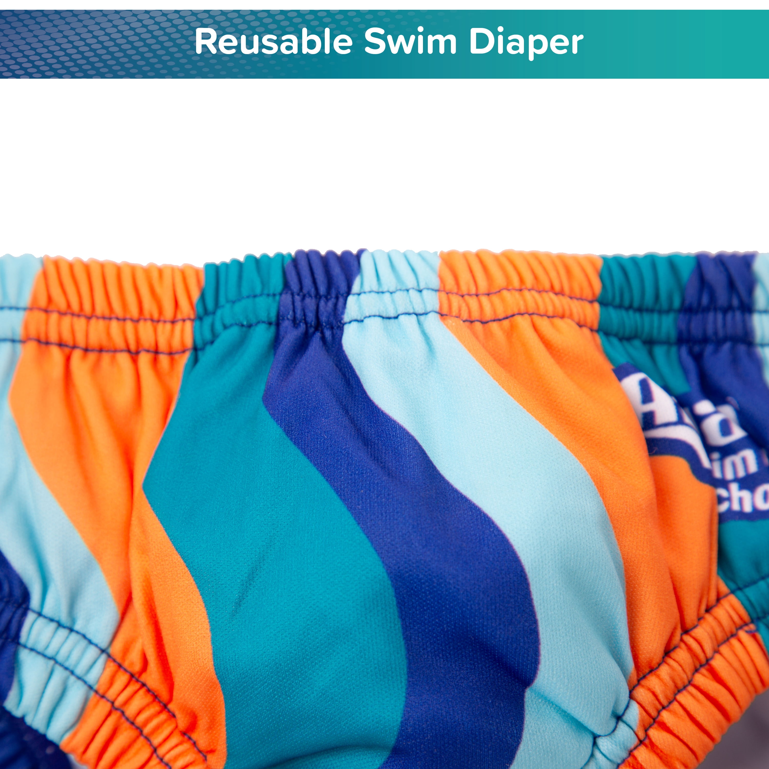 Aqua SwimSchool Reusable Polyester Swim Diaper for Infants 6-18 Months, 16-28 lbs, Blue Multicolor
