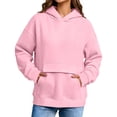thumbnail image 2 of HomeDM Women's Sweatshirt with Pocket Solid Color Long Sleeve Hooded Casual Pullover Top for Fall Winter, 2 of 5