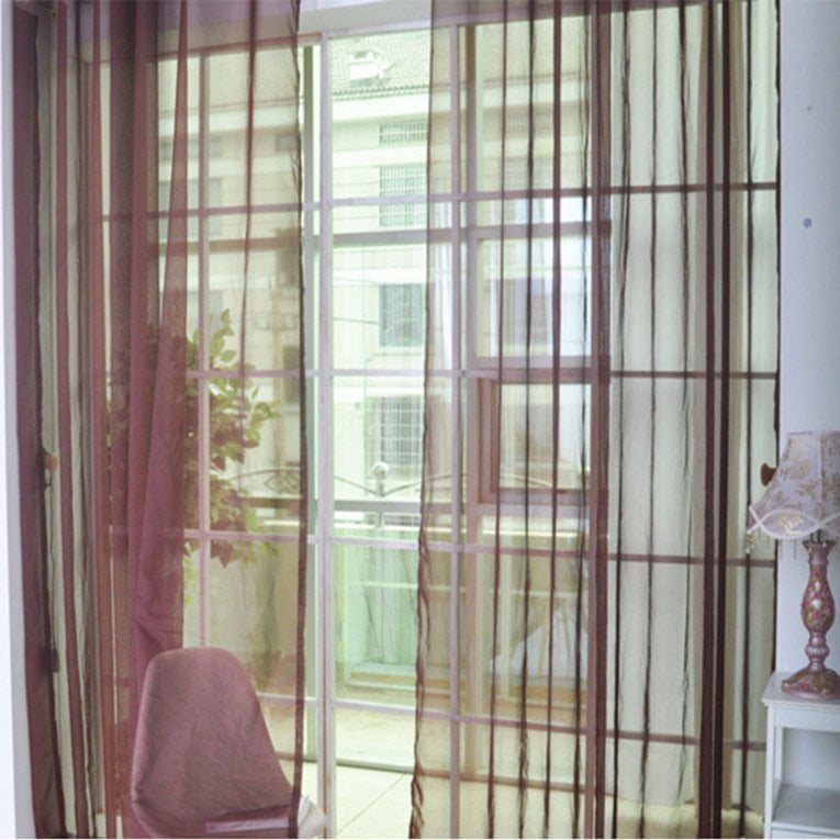 Fashion Simple Solid Color Tulle Door Window Curtain Washable