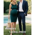 thumbnail image 3 of Women's Ruched Maternity Dress Clothes Sleeveless Bodycon Dress, 3 of 5