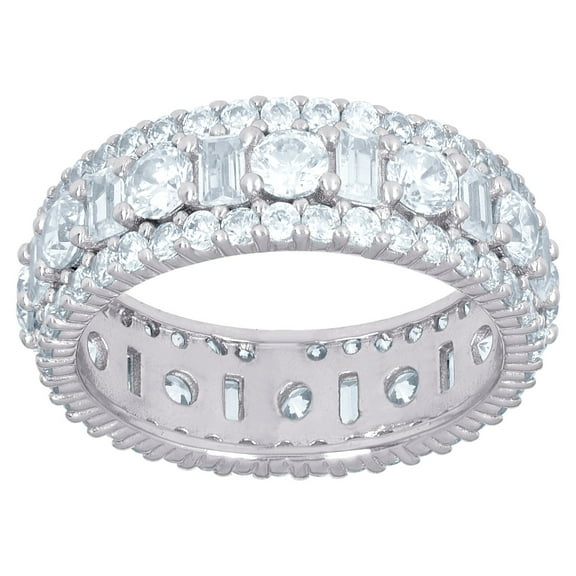 925 Sterling Silver Womens Baguette Cubic Zirconia Fashion Ring 6.2mm Wide Size 6 Ring for Women