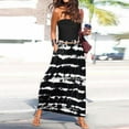 thumbnail image 2 of Wycnly Dresses for Women Beach Boho Elastic Waist Strapless Maxi Sundress with Pocket Sleeveless Tube Top Striped Print Summer Long Formal Dress White XL, 2 of 5