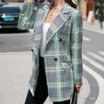thumbnail image 7 of PiGOGI Women's Check Print Slim Lapel Button Pocket Blazer Jacket Casual office Coat Green 2XL, 7 of 7