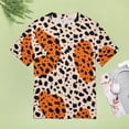 thumbnail image 4 of Leopard Print Pattern Womens Tops Women's Fashion Casual Short Sleeve Flower Print Round Neck Pullover Top Blouse, 4 of 6
