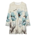 thumbnail image 2 of Fall Farm Teal Flower Oil Painting Art Loose Dress Evening Dress Summer Dresses for Women Luxury Dress Long Sleeved Dress, 2 of 4