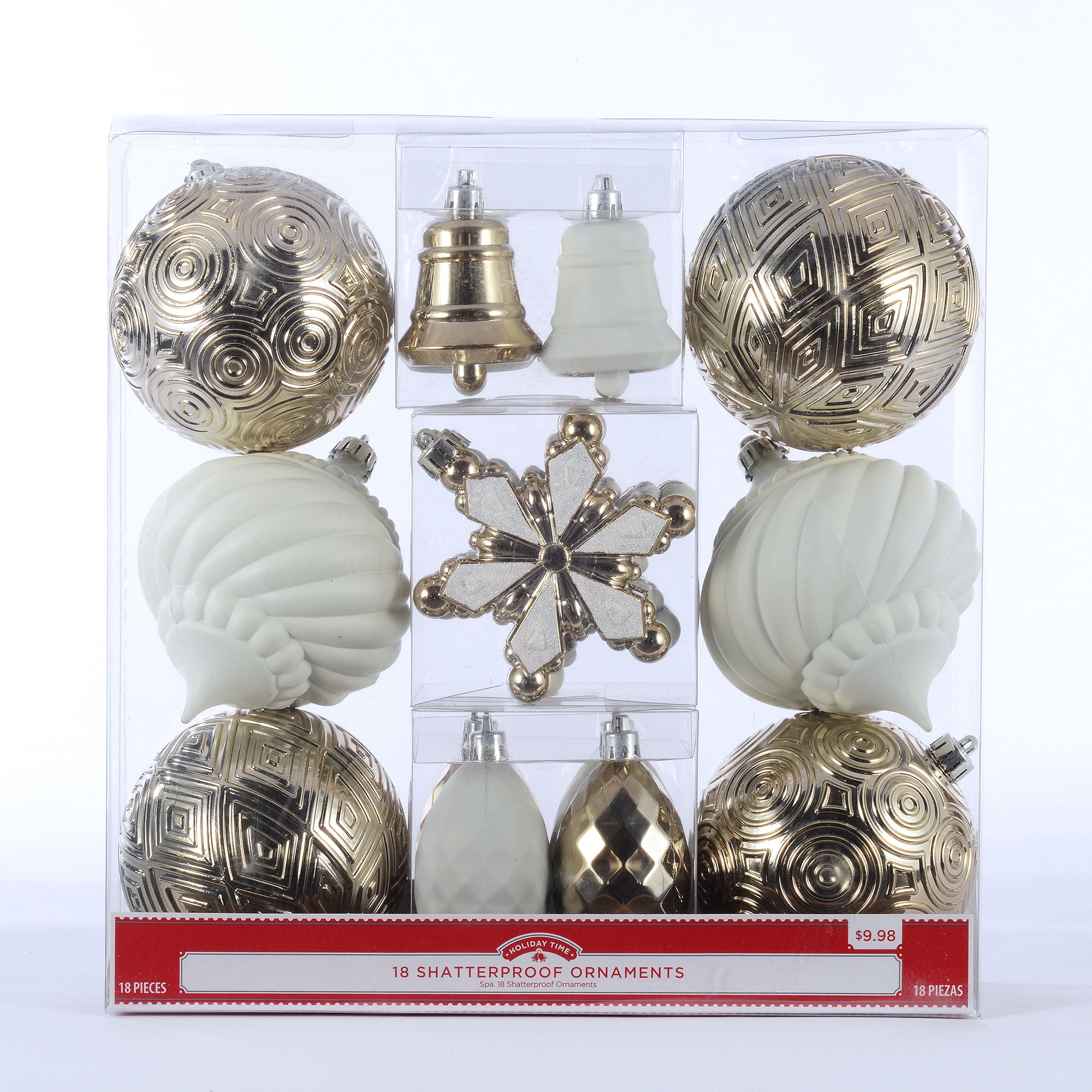 Details about / 26 ORNAMENTS Shatterproof HOLIDAY TIME Gold /& Silver