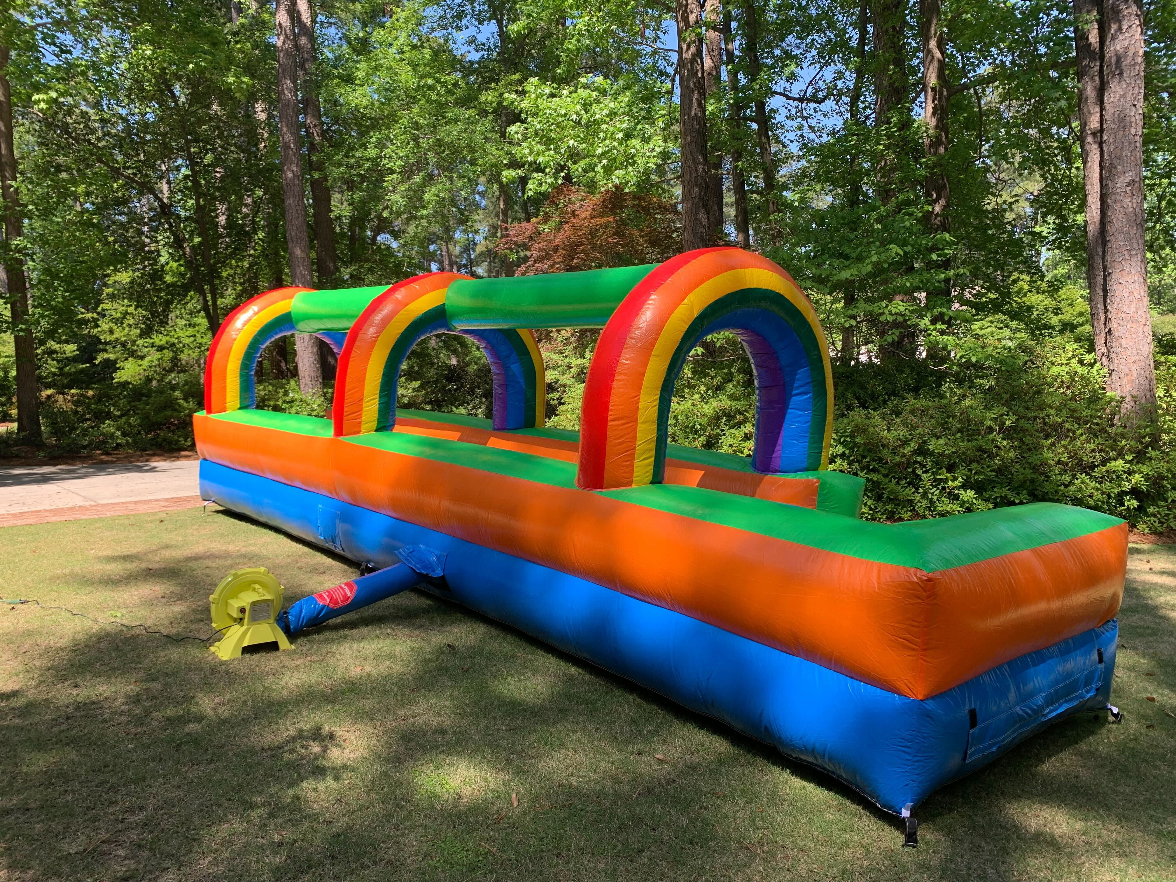 Pogo Crossover Inflatable Rainbow Splash and Ride Water Slide with Blower, Rainbow