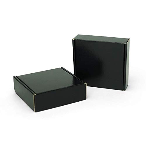 Midnight Black Shipping Boxes 6" x 6" x 2" Bundle of 20 Mailer