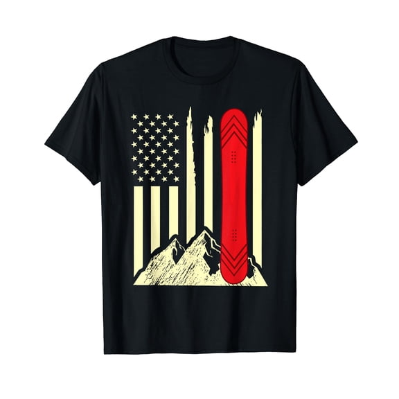 Snowboarding Skiing Snowboard American Flag Snowboarder T-Shirt