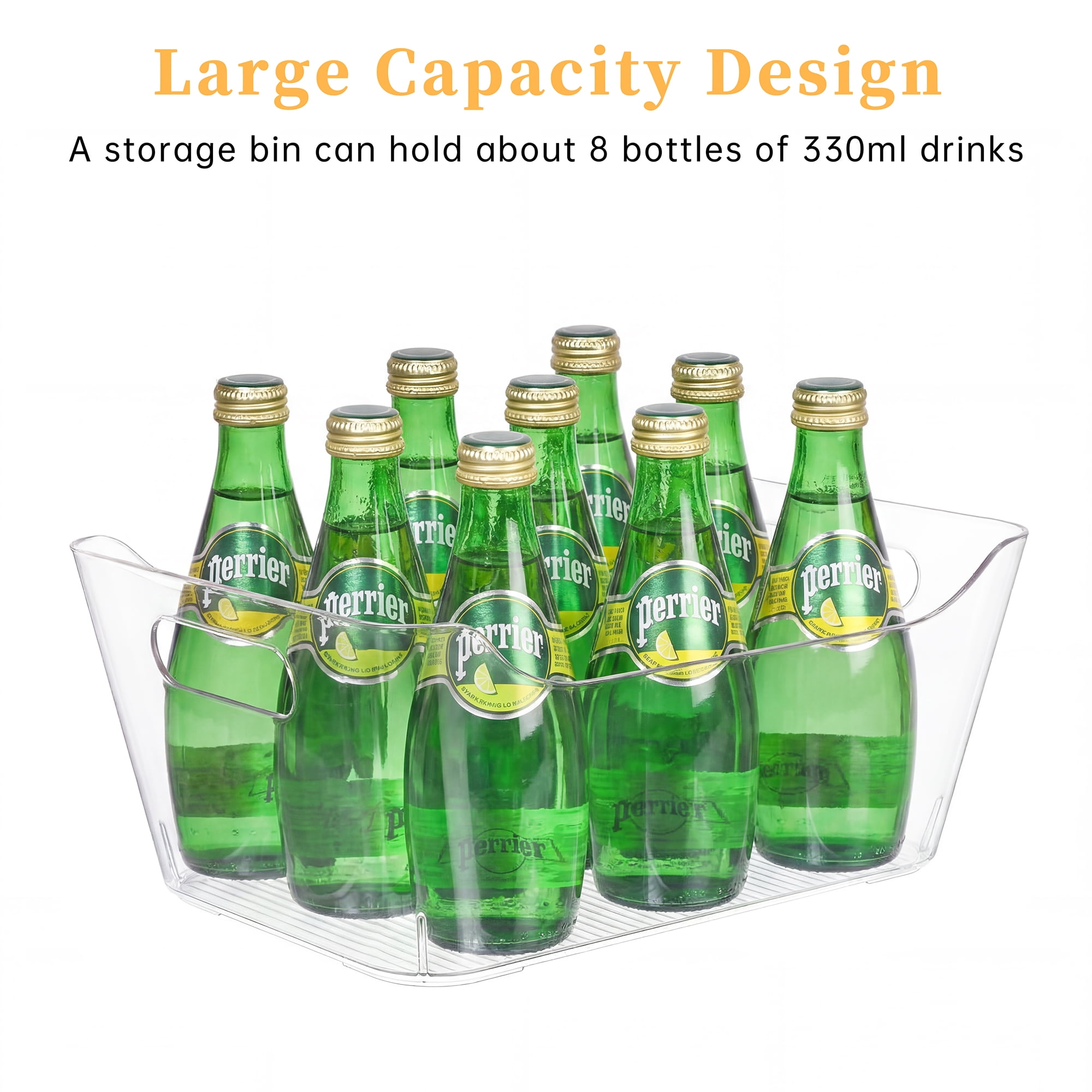 4 Pack Storage Organizer Bins, Large Plastic Cabinet Organizer with Handle, Clear  Storage Containers for Bathroom,Office,Kitchen,Fridge,Closet,Pantry (12"x 8.5"x 5.1")