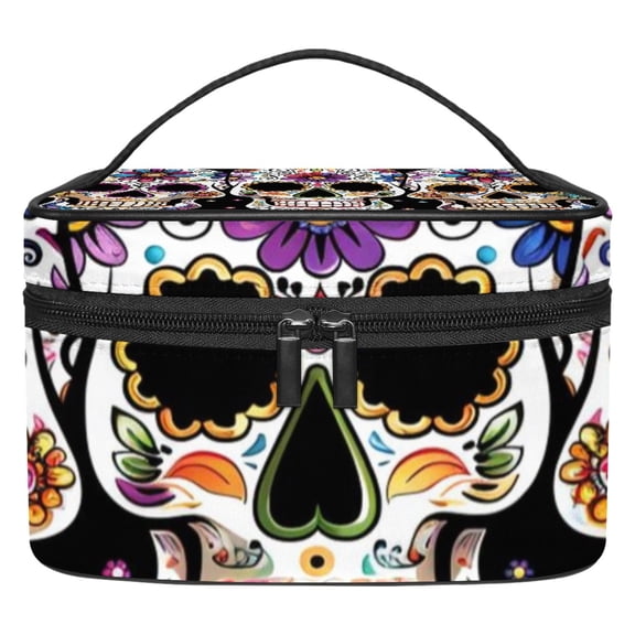 ERJLKXP Sugar Skull Mexico Makeup Bags Travel Cosmetic Bag Case, Large Capacity Organizer and Storage, Portable Pouch Toiletry bag for Women & Girls