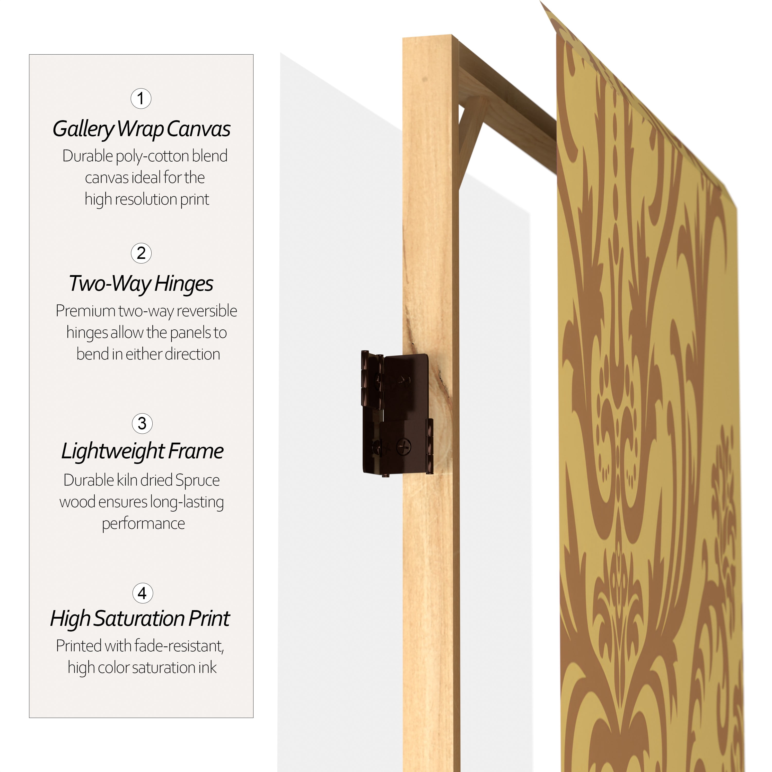 Oriental Furniture 6 ft. Tall Double Sided Damask Room Divider - 3 Panel