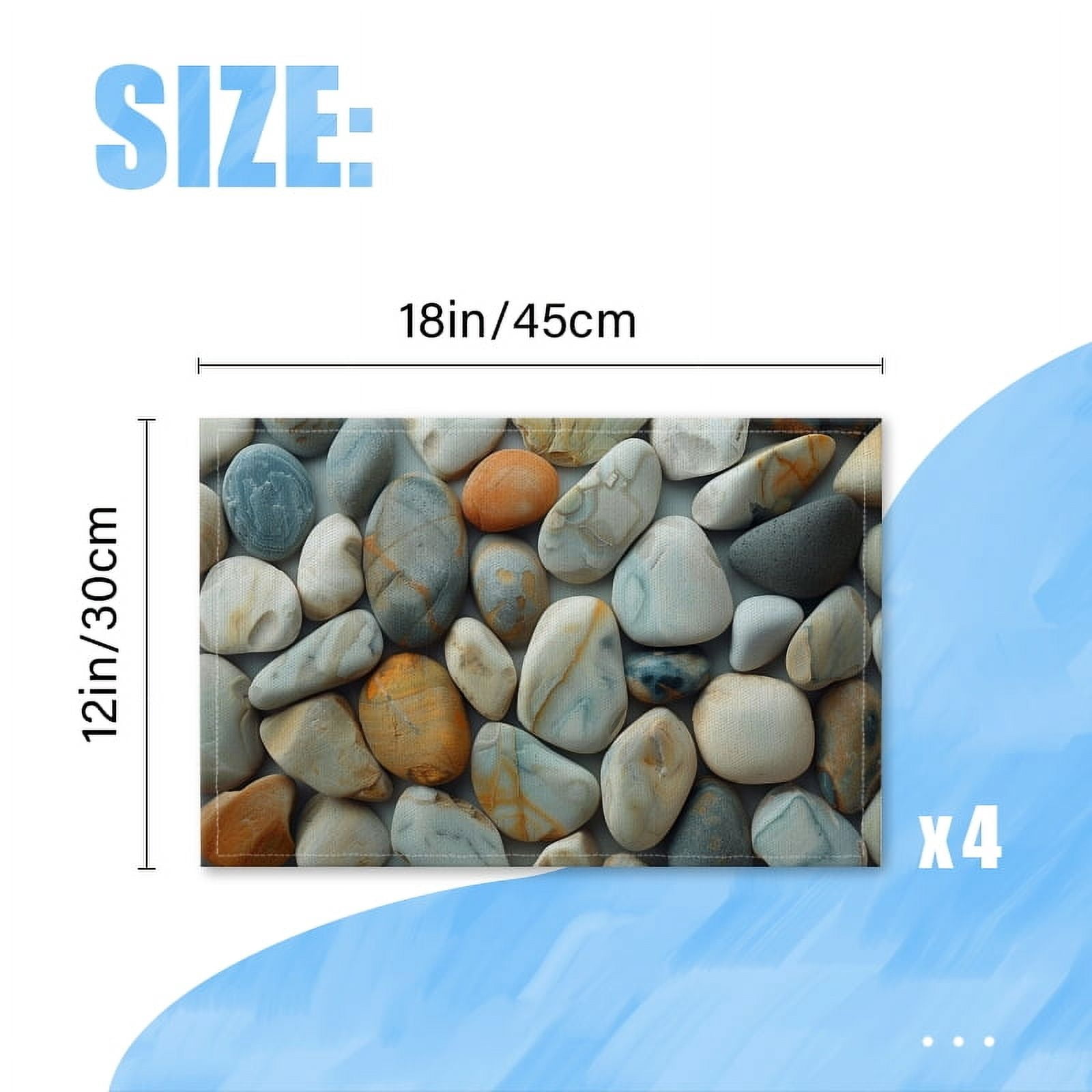 BaHomeck placemats Set of 4 Colorful Pebbles And Smooth Rocks Cotton Linen rectangle Placemats for Kitchen Dining Table Indoor,Outdoor,18*12inch