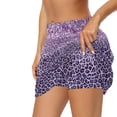 thumbnail image 2 of Garronmavis Women's Tennis Golf Skirt with Pockets Shorts High Waisted Skirt Skorts Casual Mini Skort Animal Print Golf Tennis Skort, Purple Leopard Print, Size XS, 2 of 7
