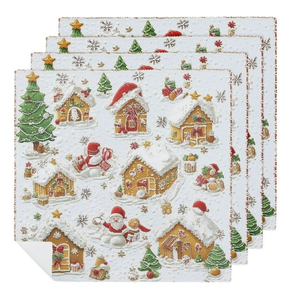 Heduofu Christmas Napkins, Gingerbread Christmas Tree Dinner Cloth Napkins, Washable Soft Absorbent Napkins for Dining Kitchen Party Wedding Decoration