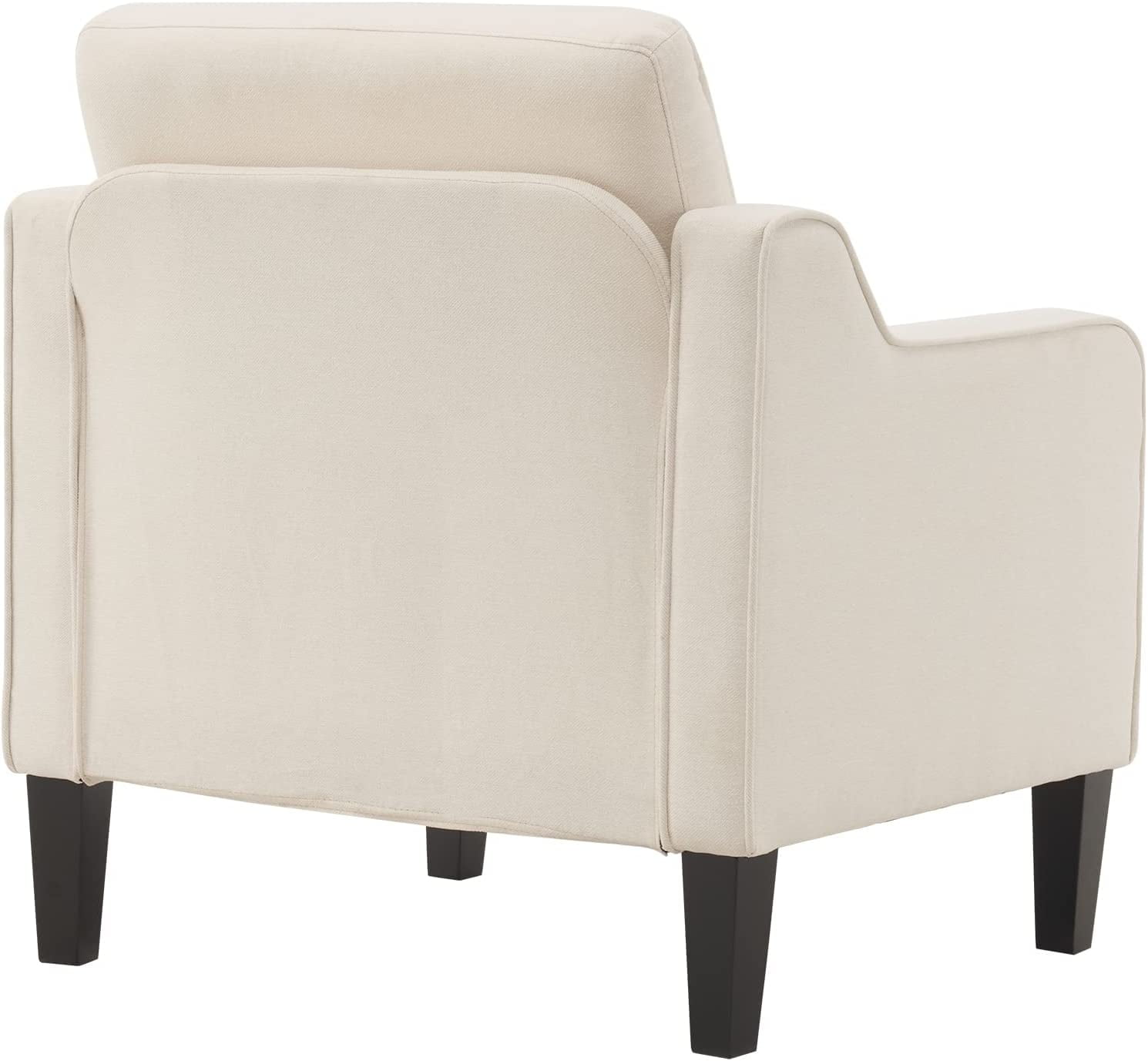 VINGLI Mid-Century Accent Chairs, Upholstered Linen Armchairs for Living Room/Bedroom, Beige (Set of 2)