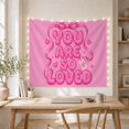 thumbnail image 5 of You Are So Loved Bubble Text with Bow and Hearts, Cheerful Retro Style, Valentine's Day Gift for Christian Decor Lovers, Faith Wall Art, Tapestry Wall Hanging for Bedroom and Dorm, 5 of 7
